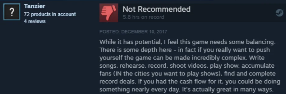 Steam community review
